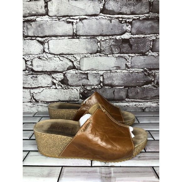 Josef Seibel Brown Leather Comfort Cork Slides Sandals Women’s Sz 37EU/6.5M US - Picture 3 of 16